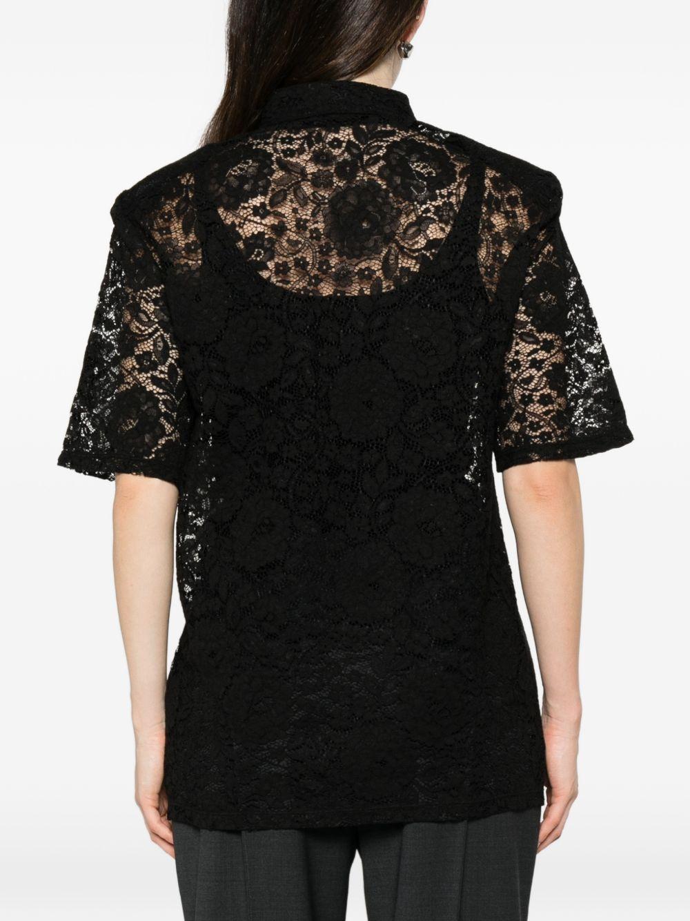 Camicia in pizzo floreale in nero Venuja - donna 