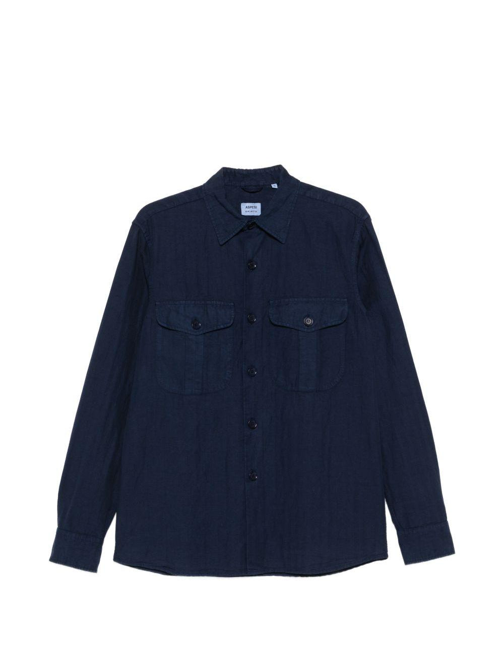 Camicia con tasca con patta in blu Aspesi - uomo 