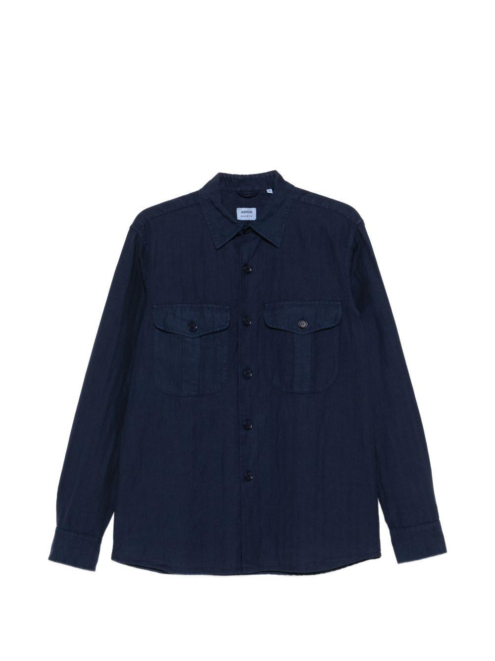 Camicia con tasca con patta in blu Aspesi - uomo 