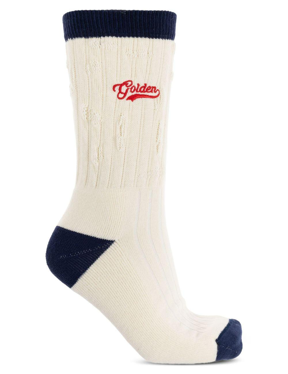 Calzini con logo ricamato in bianco Golden goose - unisex 