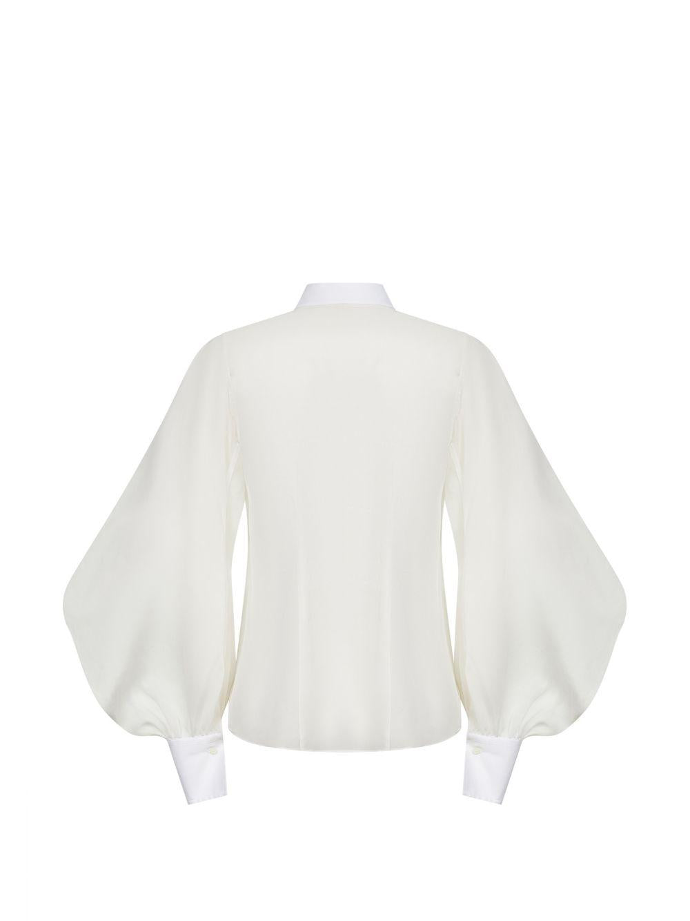 Camicia con maniche bishop in bianco Brunello Cucinelli - donna 