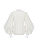 Camicia con maniche bishop in bianco Brunello Cucinelli - donna 