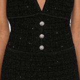 Abito midi con scollo a V in nero Alessandra Rich - donna 