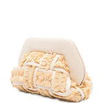 Clutch bios piccola con inserti in rafia in avorio e beige Themoirè - donna 