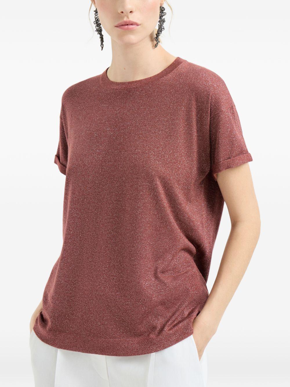 T-shirt girocollo in arancione Brunello cucinelli - donna 