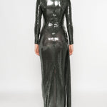 Abito maxi con paillettes in verde Alex perry - donna 