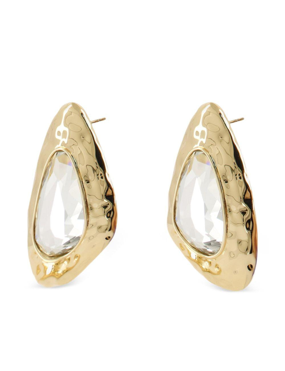 Orecchini martellati con cristalli in oro Self-portrait - donna 