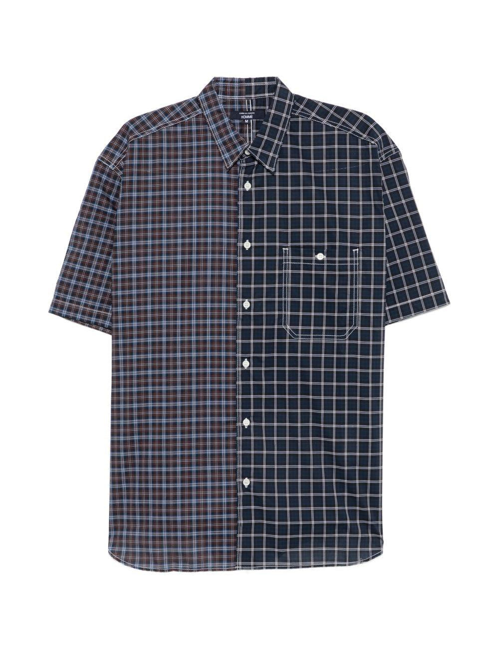 Camicia a quadretti con pannelli in blu Comme des garcons homme - uomo 