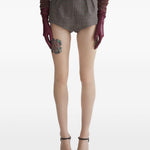 Shorts a quadri a vita alta in marrone Mugler - donna 