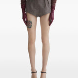 Shorts a quadri a vita alta in marrone Mugler - donna 