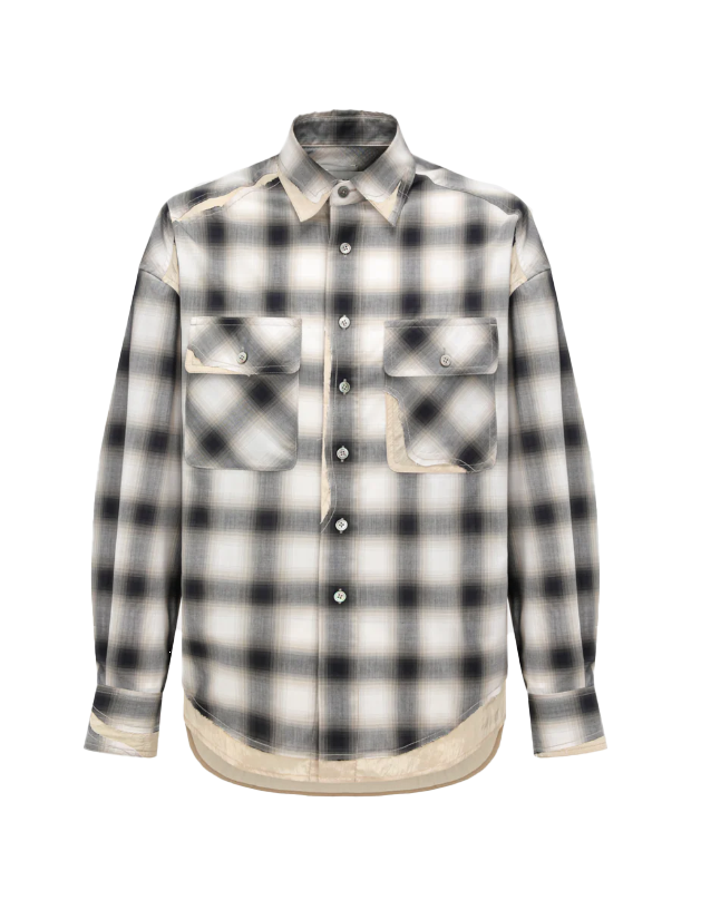 Camicia a quadri on tasche in blu e beige Feng Chen Wang - uomo 