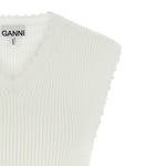 Top con scollo a V e dettaglio all'uncinetto in bianco Ganni - donna 