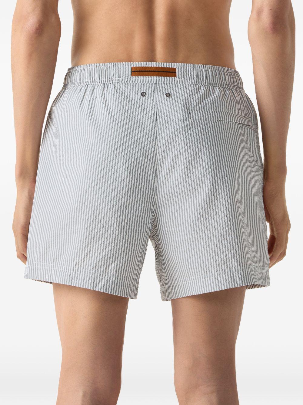 Costume da bagno a righe con coulisse in bianco e grigio  Zegna - uomo 