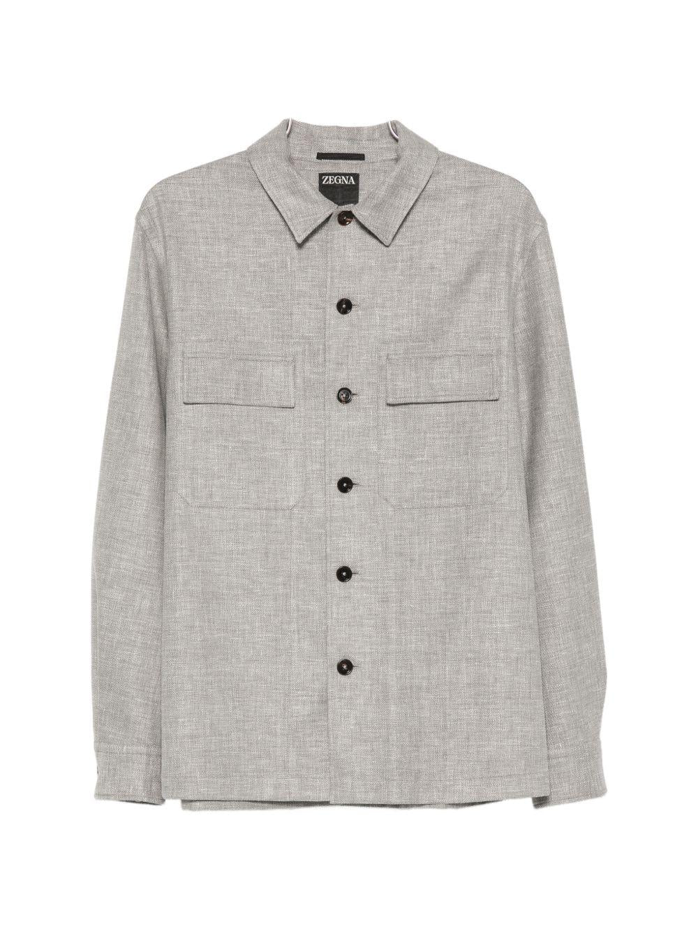 Camicia con bottoni e tasca con patta in grigio Zegna - uomo 