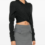 Maglione a maniche lunghe con design a incrocio in grigio Alberta ferretti - donna 
