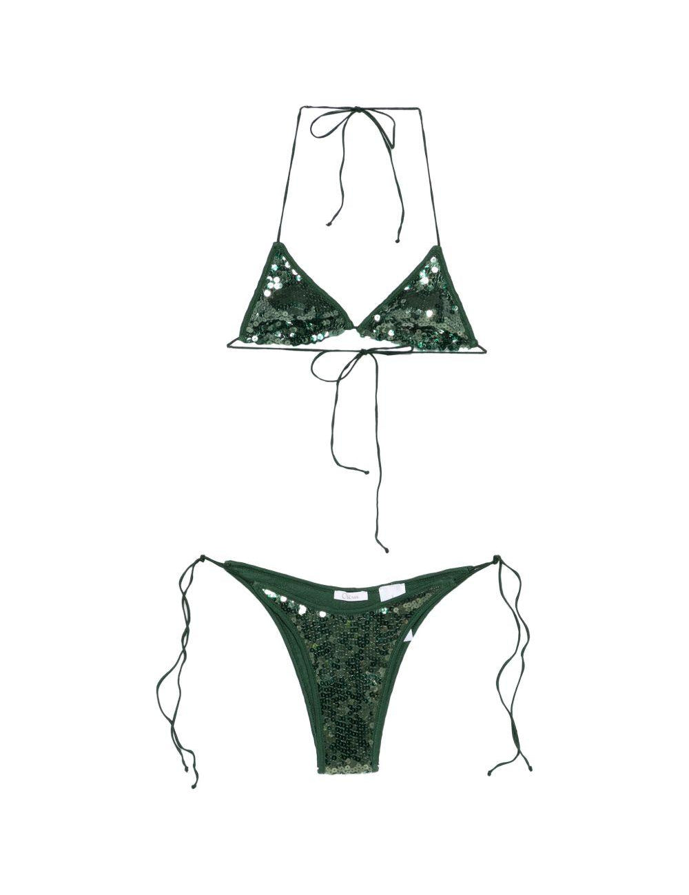 Bikini Marylin con paillettes in verde Oséree - donna 
