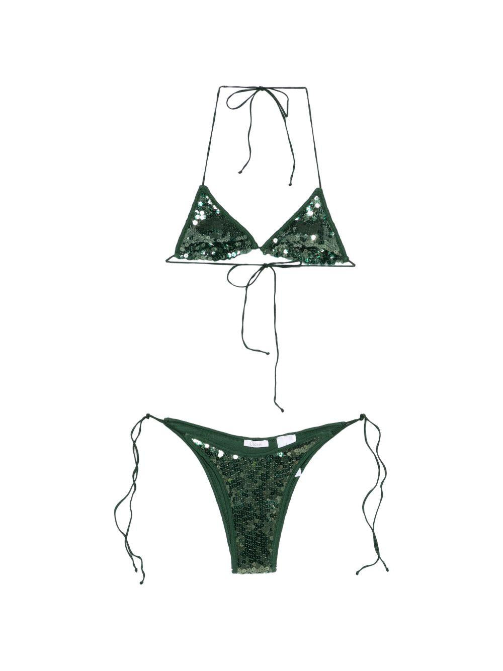 Bikini Marylin con paillettes in verde Oséree - donna 