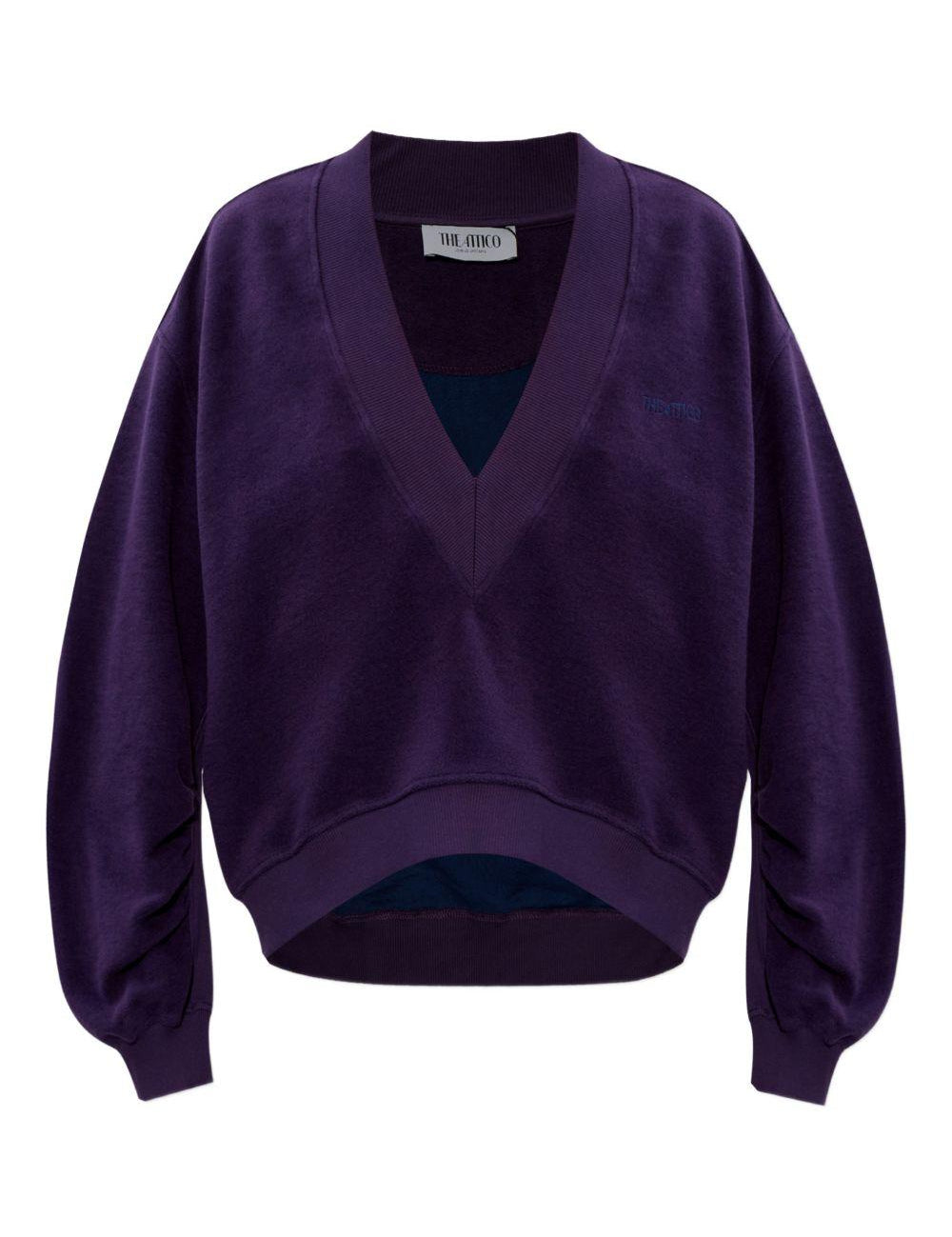 Felpa con scollo a V in viola The attico - donna 