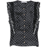 Top a pois con volant in nero Self-portrait - donna 