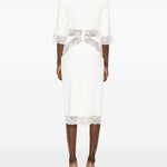 Abito midi con pannelli in pizzo in bianco Elie saab - donna 