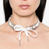 Collana n pizzo con fiocco in bianco Yvmin - donna 