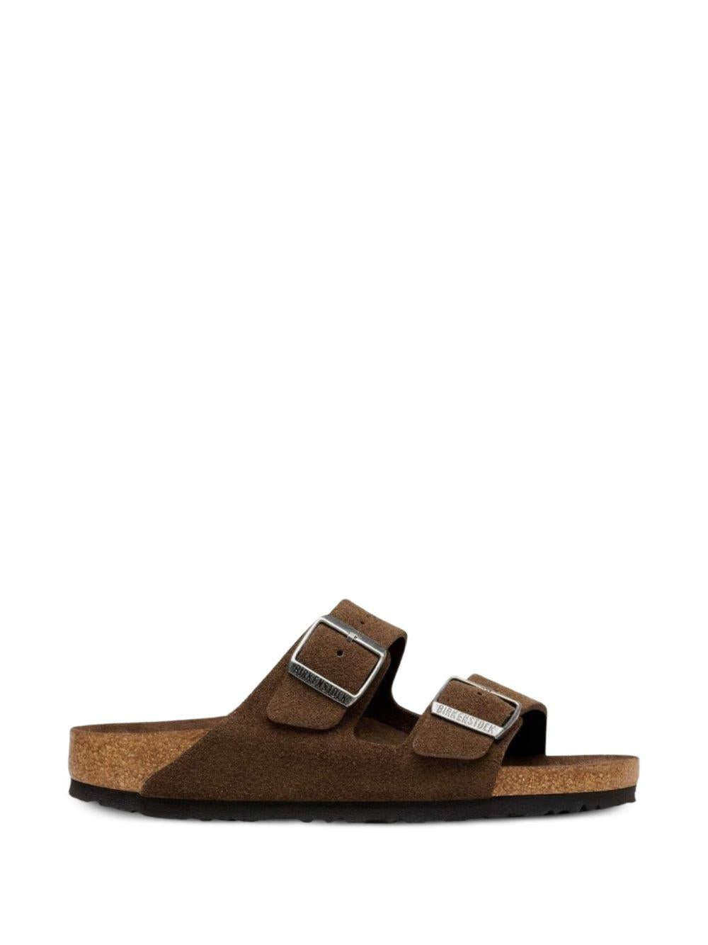 Sandali Arizona in pelle scamosciata con fibbia in marrone Birkenstock - unisex 