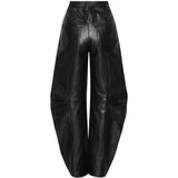 Pantaloni cargo in pelle in nero 
