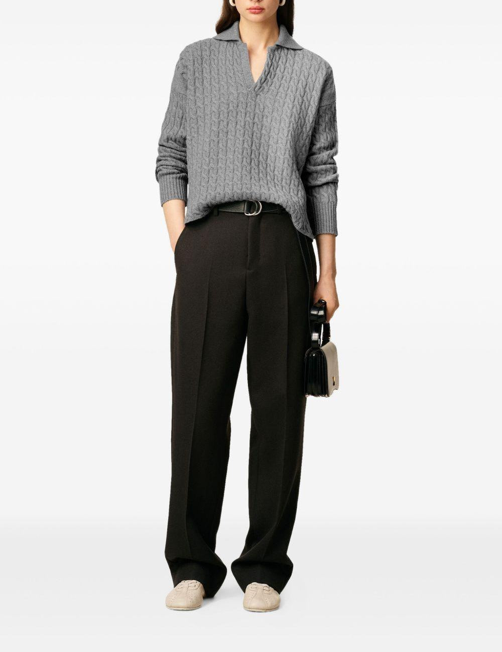 Maglione polo a trecce in grigio Ami paris - unisex 