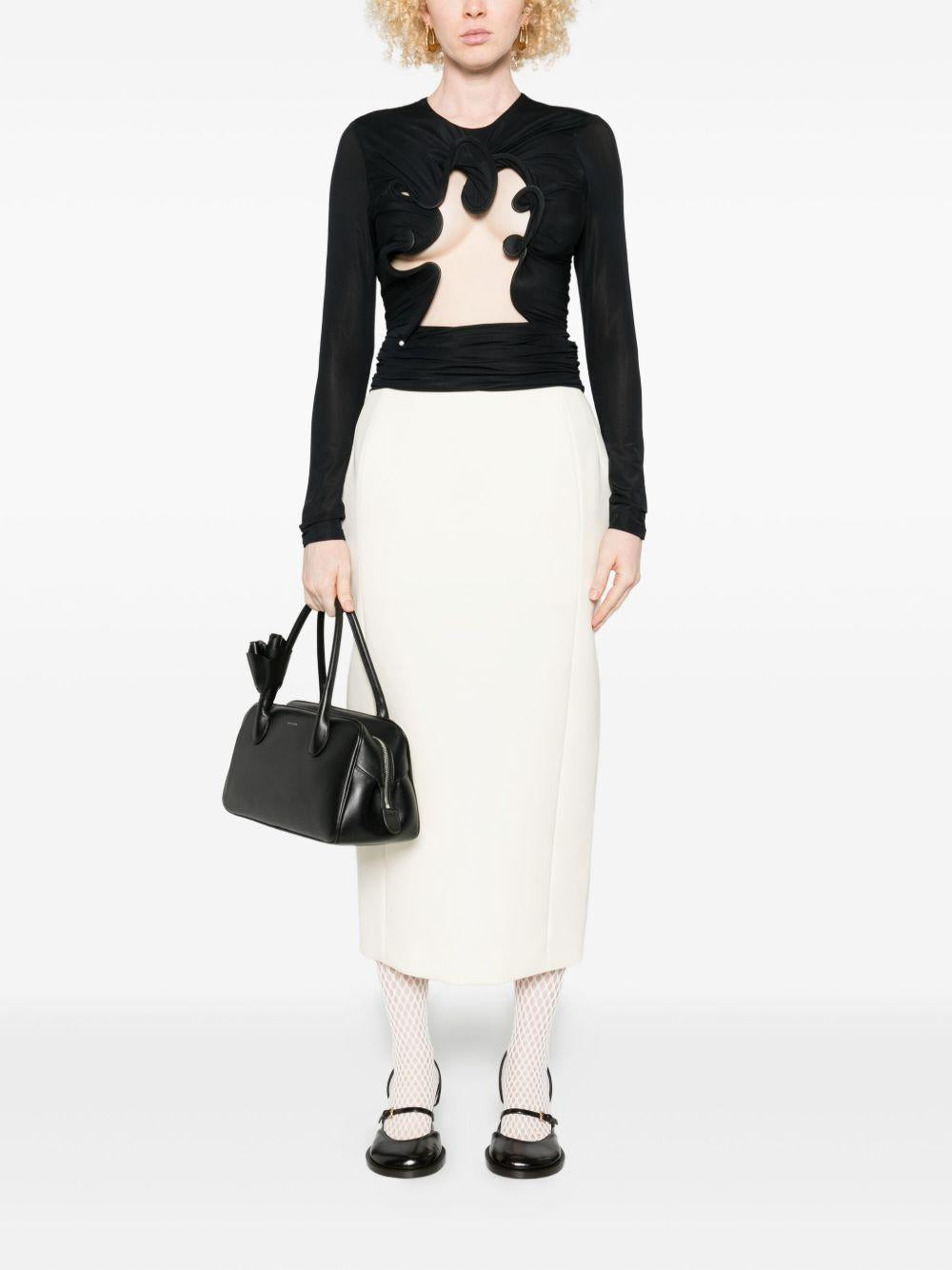 Top Hollow Venus in mesh con cut-out in nero Christopher esber - donna 