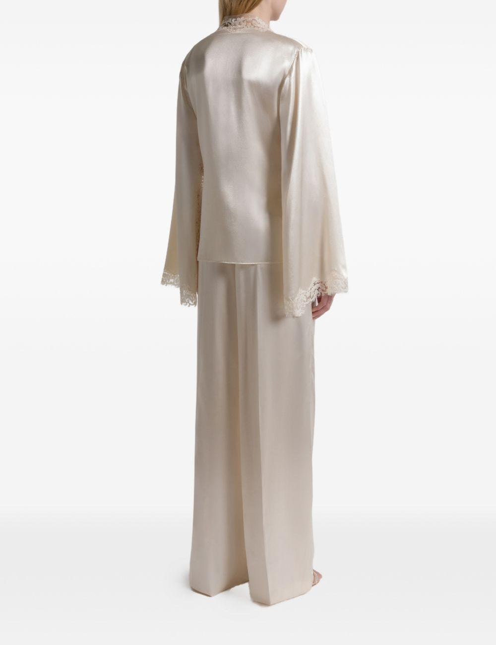 Pantaloni a gamba larga satinati in avorio Alberta ferretti - donna 