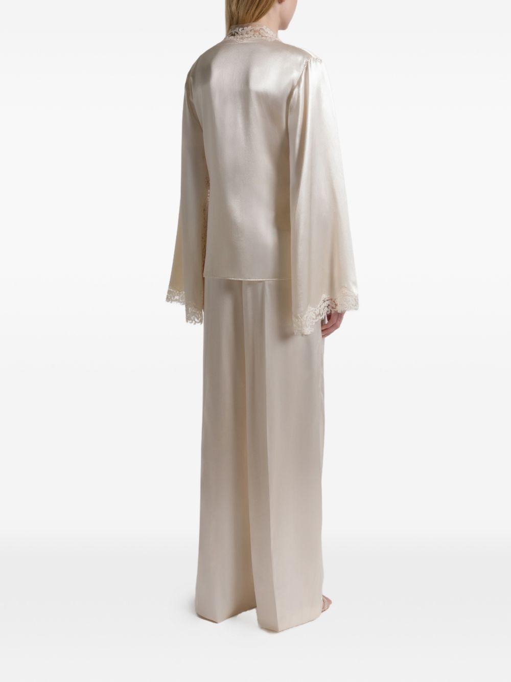 Pantaloni a gamba larga satinati in avorio Alberta ferretti - donna 