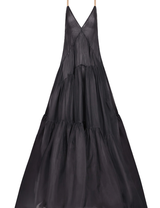 Abito maxi con scollo a V in nero Temily - donna 