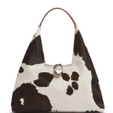 Borsa a spalla con stampa mucca Trapeze in bianco e marrone 