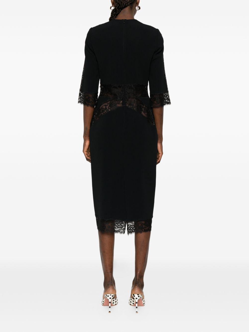 Abito midi in pizzo floreale in nero Elie saab - donna 