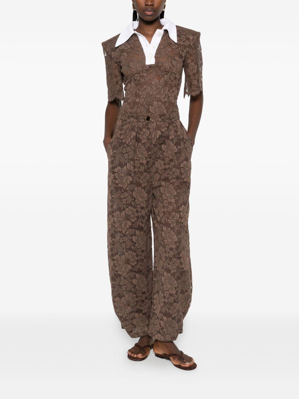 Pantaloni affusolati in pizzo in marrone Rowen rose - donna 