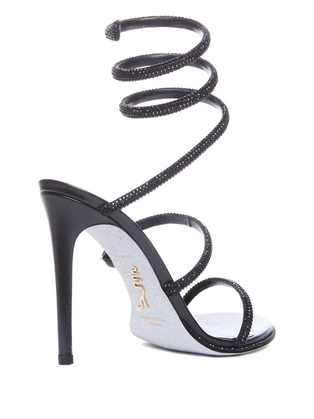 Sandali con cristalli cleo in nero Rene caovilla - donna 