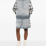 Felpa con maniche a quadri in grigio Feng chen wang - uomo 