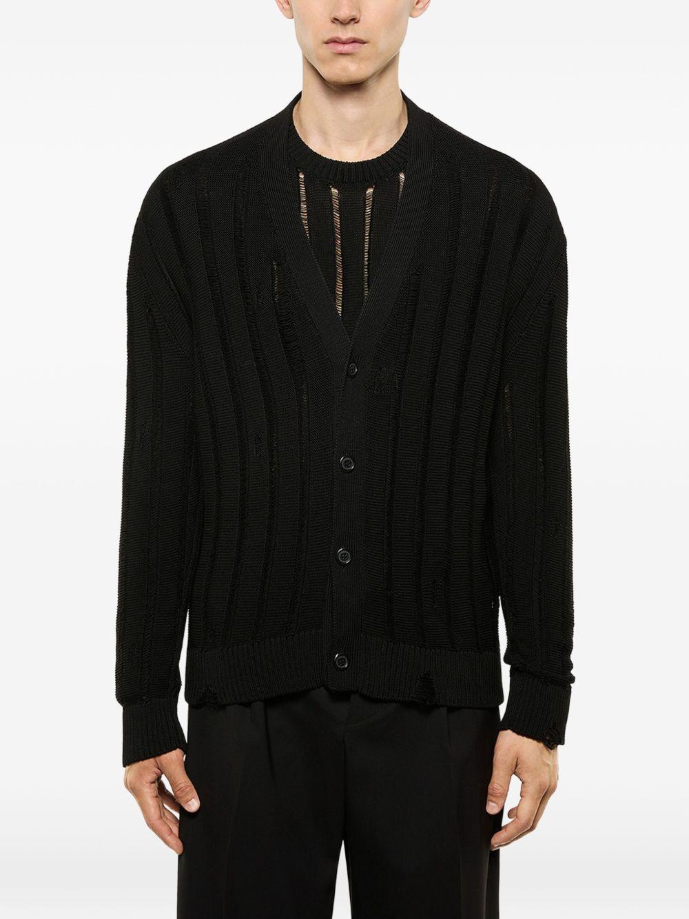 Cardigan effetto vissuto con bottoni in nero Laneus - uomo 