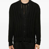 Cardigan effetto vissuto con bottoni in nero Laneus - uomo 