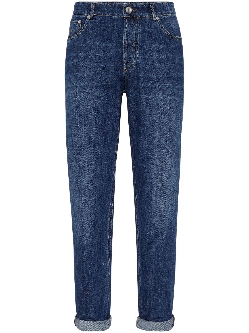 Jeans affusolati a vita media in blu Brunello Cucinelli - uomo 