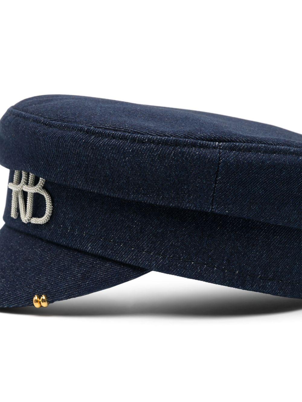Cappello baker boy con dettagli piercing in blu di Ruslan Baginskiy - donna 