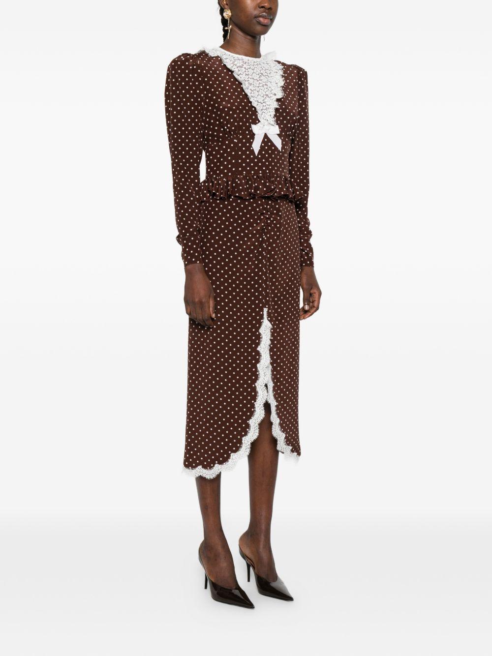 Abito midi a pois in marrone Alessandra Rich - donna 