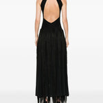 Abito lungo con frange in nero Bless - donna 