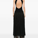 Abito lungo con frange in nero Bless - donna 