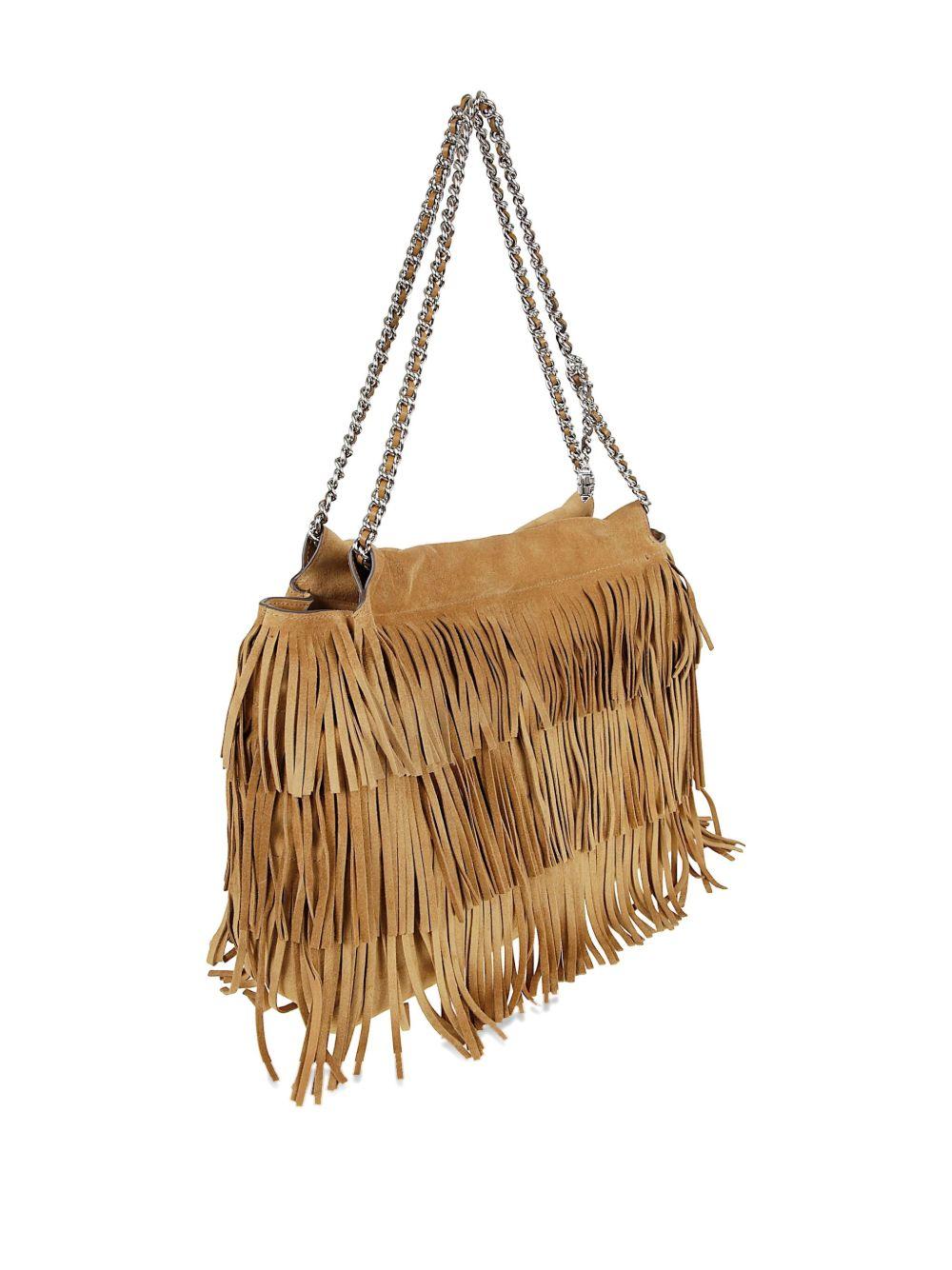 Borsa felming con frange in beige Tory burch - donna 