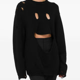 Maglione con effetto vissuto in nero Moschino - donna 