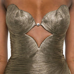 Abito maxi plisse amisha in oro Maria lucia hohan - donna 