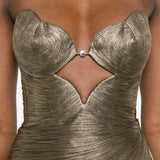 Abito maxi plisse amisha in oro Maria lucia hohan - donna 