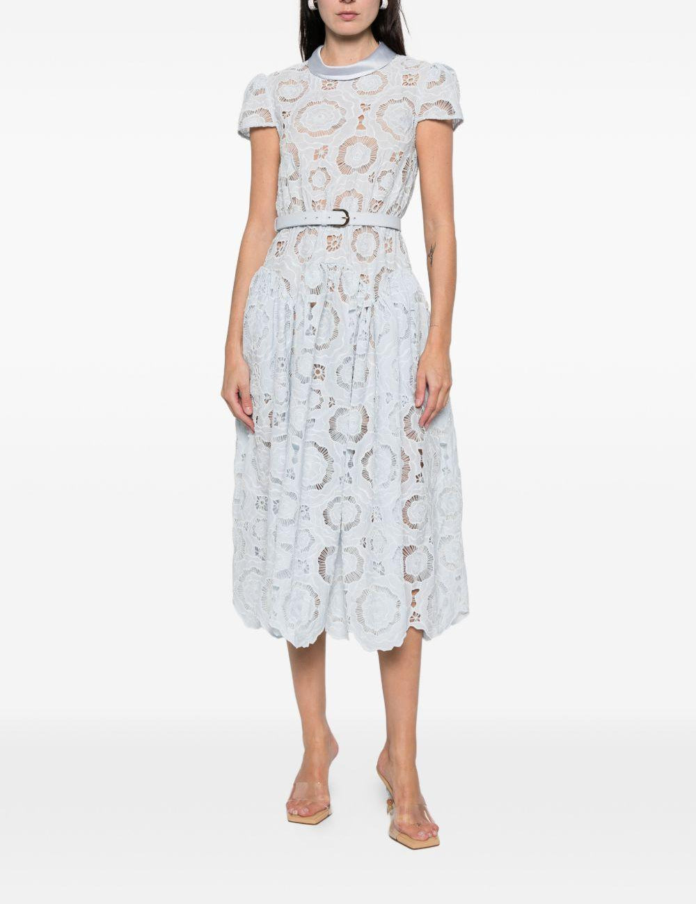 Abito midi in pizzo a fiori in azzurro Self-Portrait - donna 