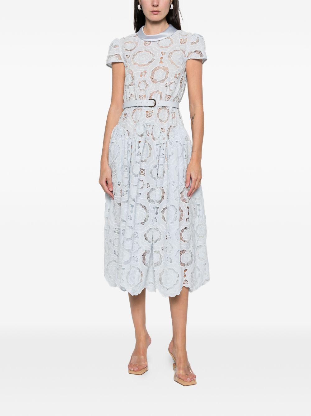 Abito midi in pizzo a fiori in azzurro Self-Portrait - donna 